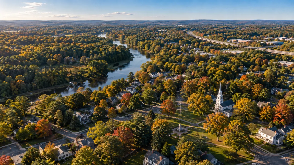 Aerial view of Bellingham, MA